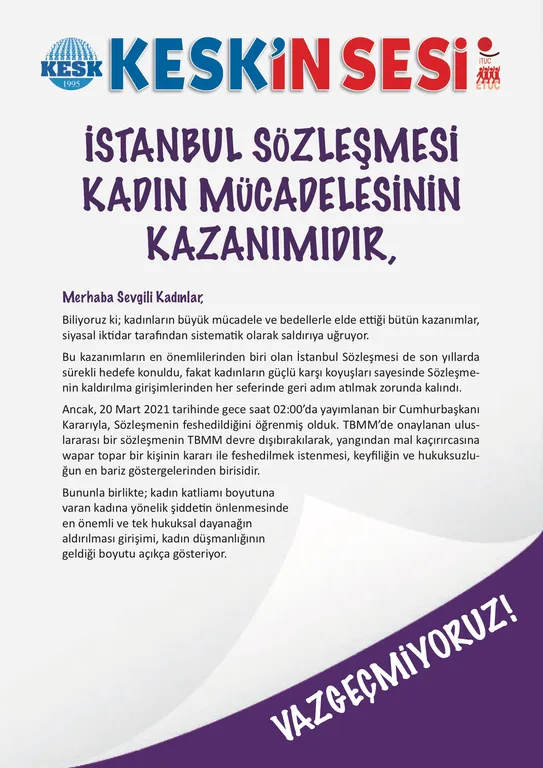 İstanbul Sözleşmesi Kadın Mücadelesinin Kazanımıdır