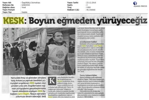 Basında "EMEKÇİ YÜRÜYÜŞÜ"