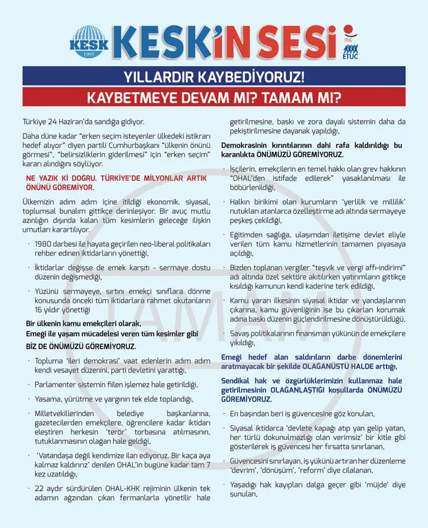 Seçim Bildirgemiz: T A M A M