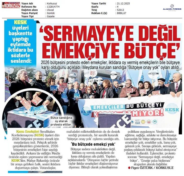 TBMM ÖNÜ - BÜTÇE EYLEMİ - BASIN HABERLERİ