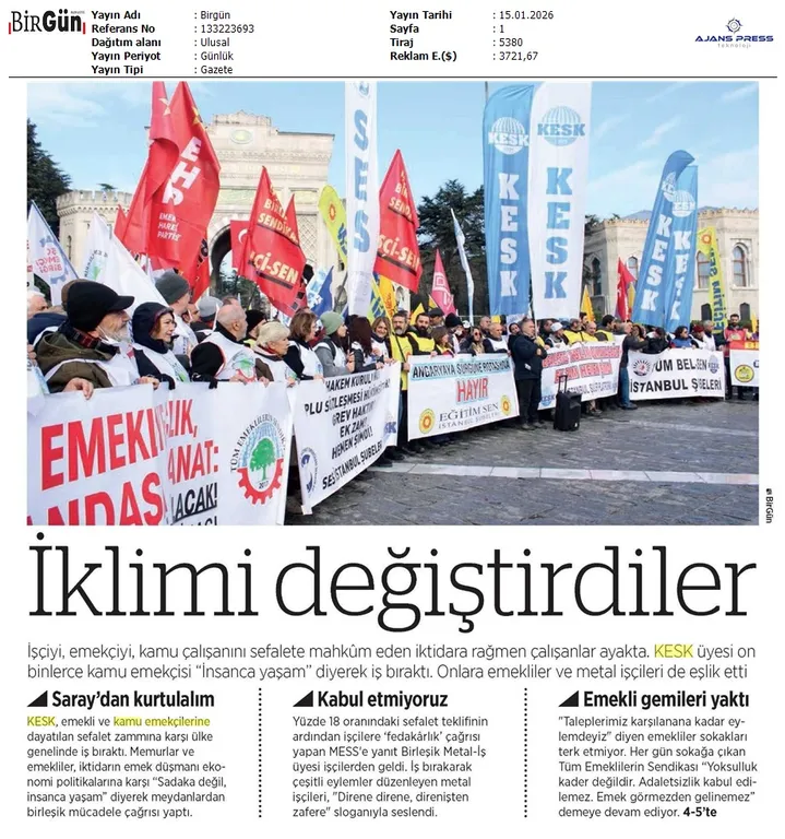 Yerel ve Ulusal Basında 14 Ocak Grevi