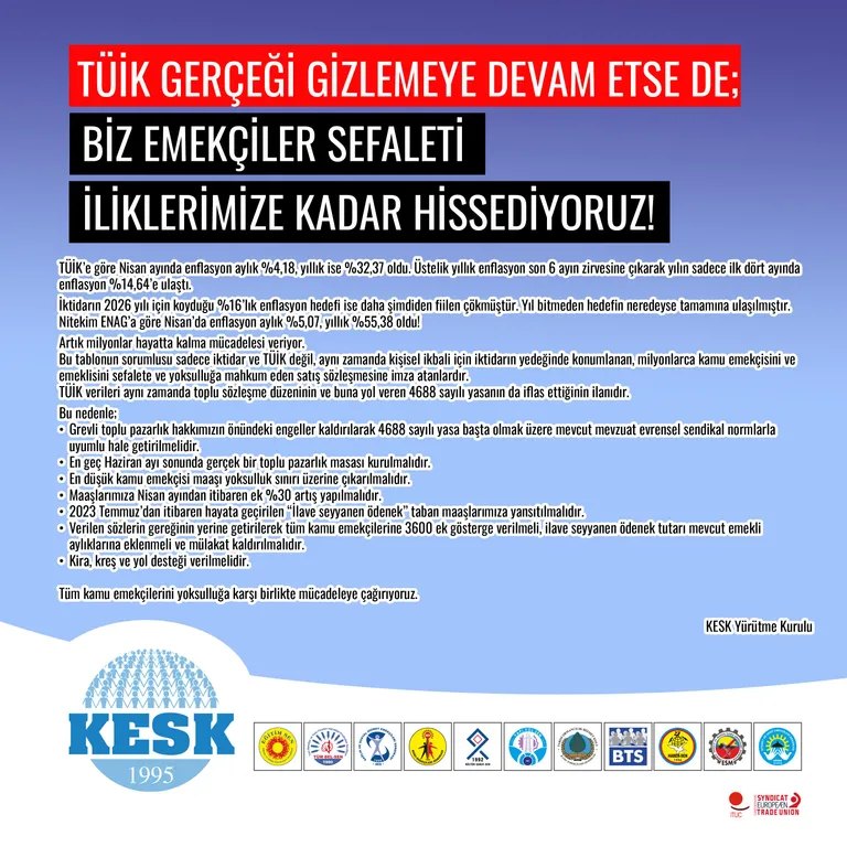 TÜİK Gerçeği Gizlemeye Devam Etse De Biz Emekçiler Sefaleti İliklerimize Kadar Hissediyoruz!