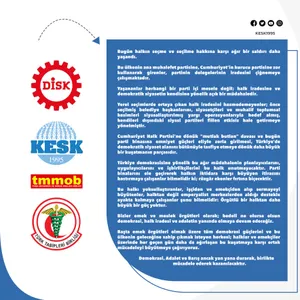 KESK-DİSK-TMMOB-TTB: Bu ülkenin ana muhalefet partisine, Cumhuriyet’in kurucu partisine zor kullanarak girenler, partinin delegelerinin iradesini çiğnemeye çalışmaktadır.